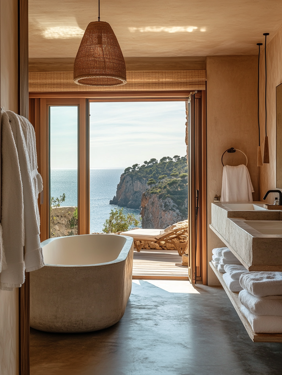 Badezimmer der Pool Bungalow Suite im Retreat Cala de Deià